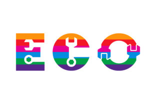 Eco Colorful Logo and Media Type Vectors: Letter E, C, and O Logo Design Template